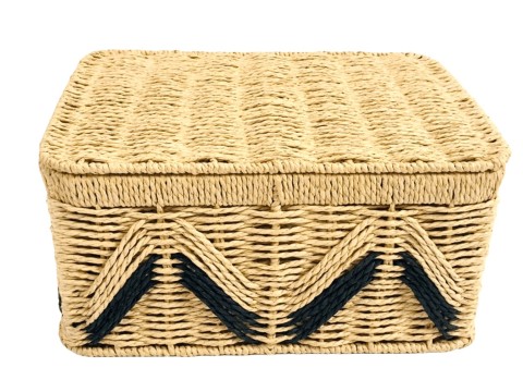 Ultimate Paper Cord Woven Trunk with Lid and Cut-Out Handles
